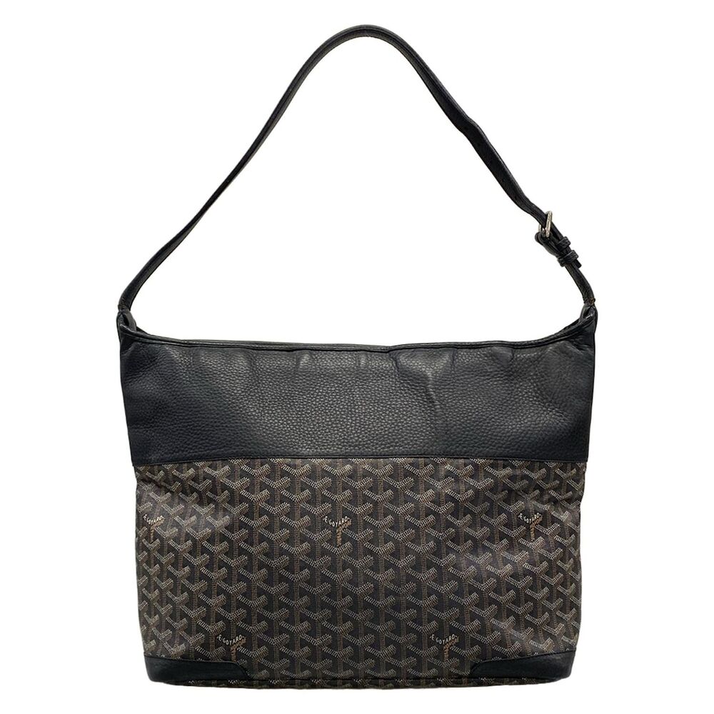 Goyard Grenadine Shoulder Bag Black Brown White Coated Canvas Leather